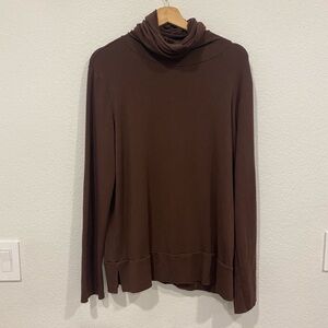 Brown Turtleneck Women's Top